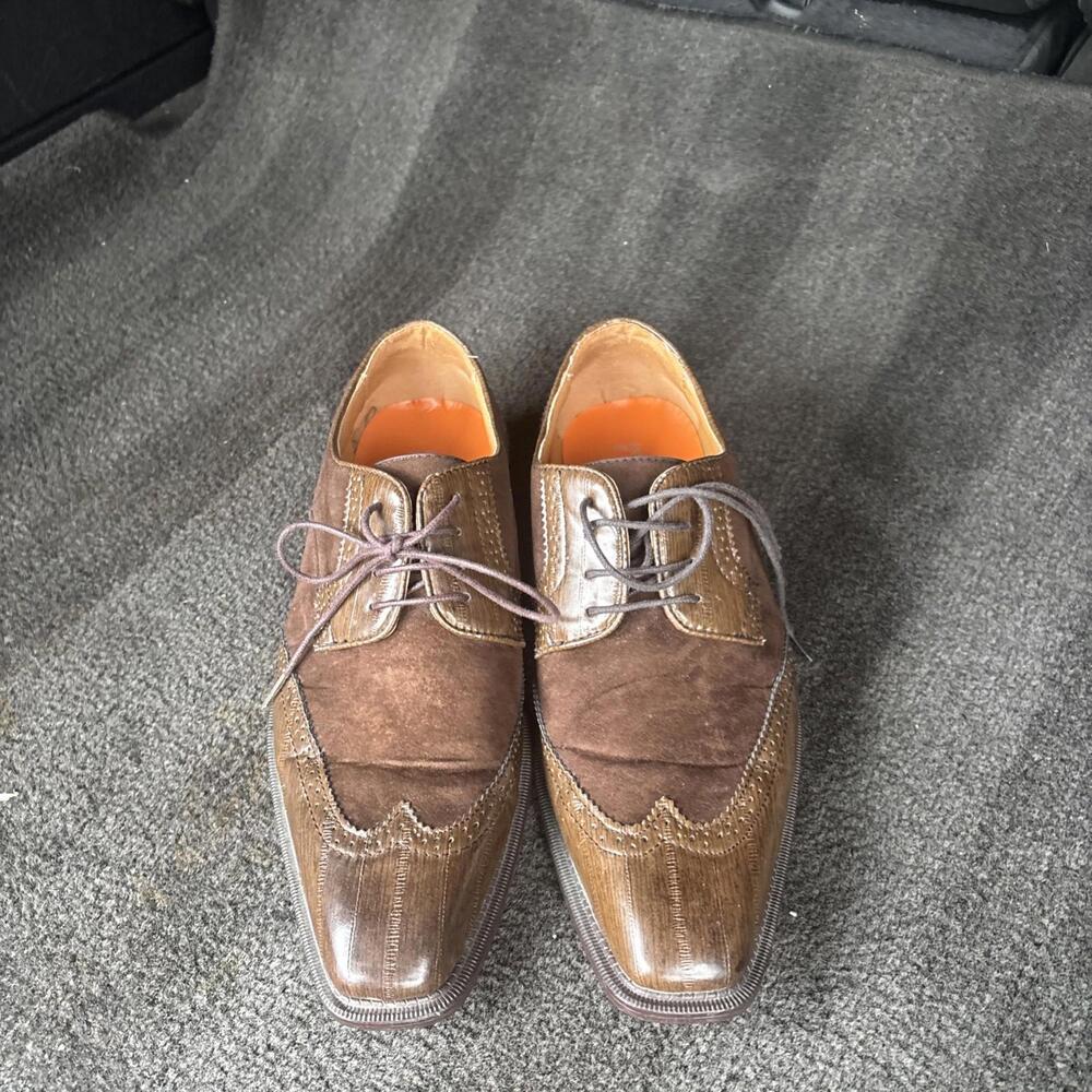 Antonio Cerbelli Elite wingtip oxford 6391 dress shoes Brown 2 Tone Size 9.5.